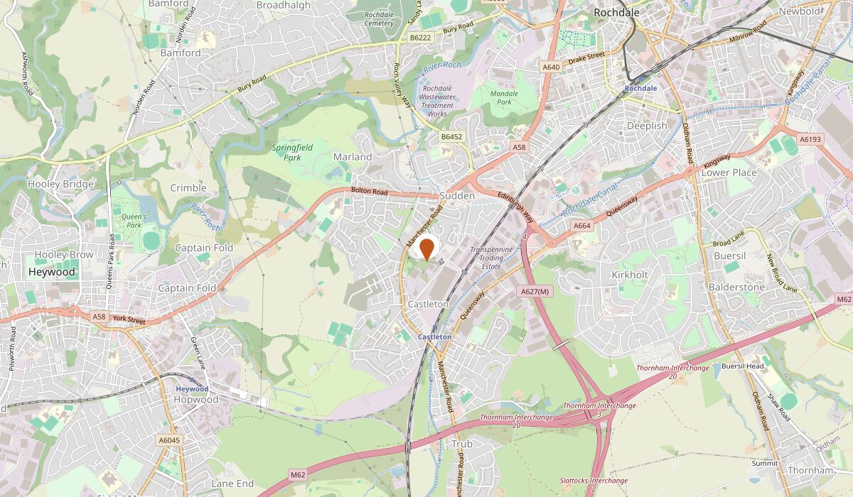 Map of Rochdale showing the OL11 service area